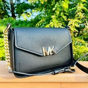 Michael Kors Sylvia Small Black Saffiano Leather Crossbody Bag NWT